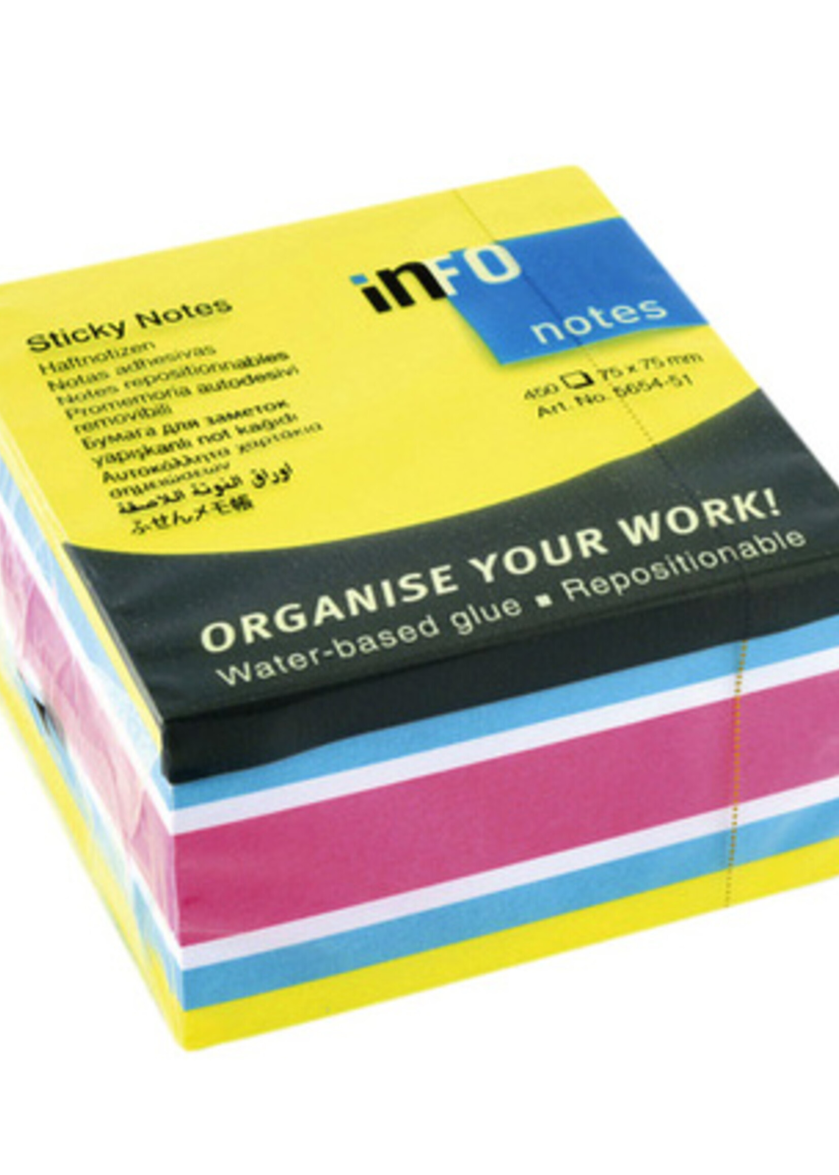 info notes Memoblok Info Notes kubus 75x75mm neon assorti 450vel