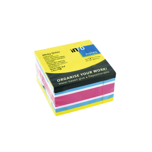 info notes Memoblok Info Notes kubus 75x75mm neon assorti 450vel