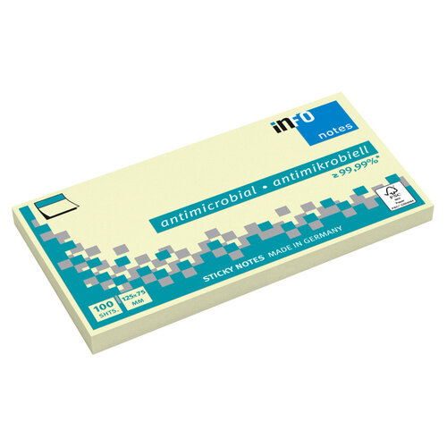 info notes Memoblok info notes antimicrobiëel 100 vel 125x75mm geel