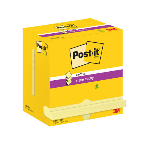 Post-it Bloc-Mémos 3M Post-it Z-Note Super Sticky 76x127mm jaune