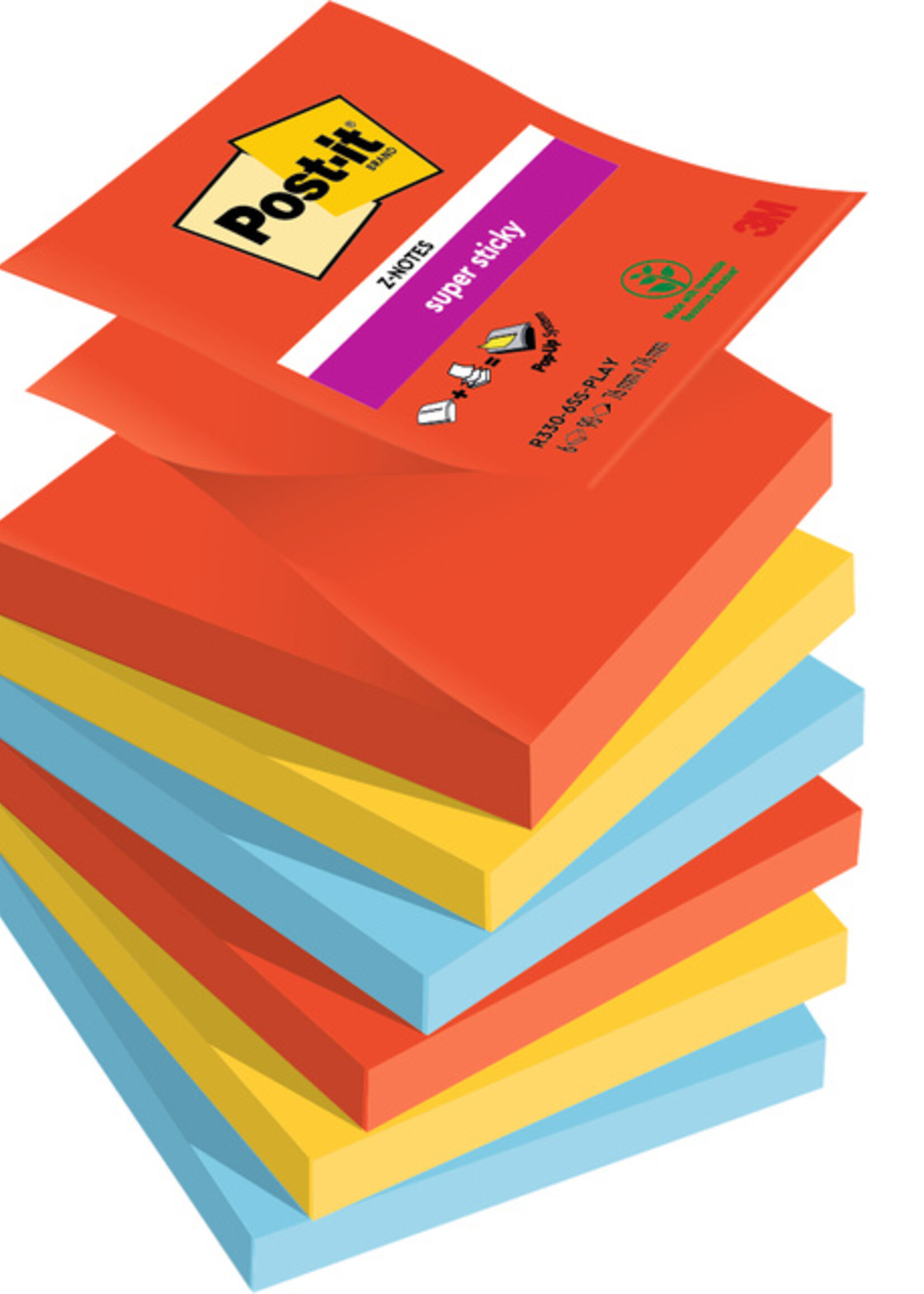 Post-it Bloc-mémos 3M Post-it Z-notes R330 Super Sticky 76x76mm Playful