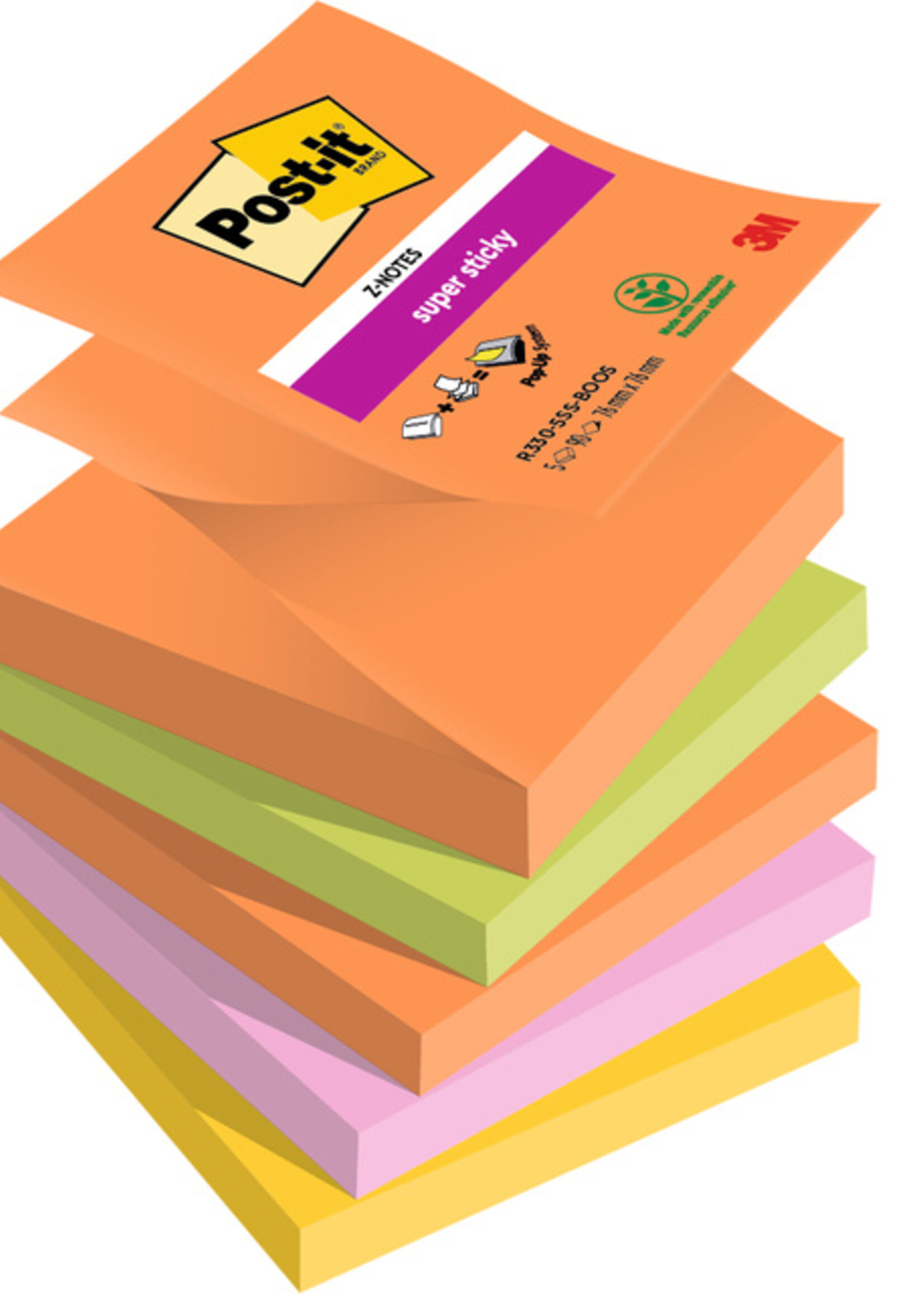 Post-it Bloc-mémos 3M post-it Z-Notes R330 Super Sticky 76x76mm Boost
