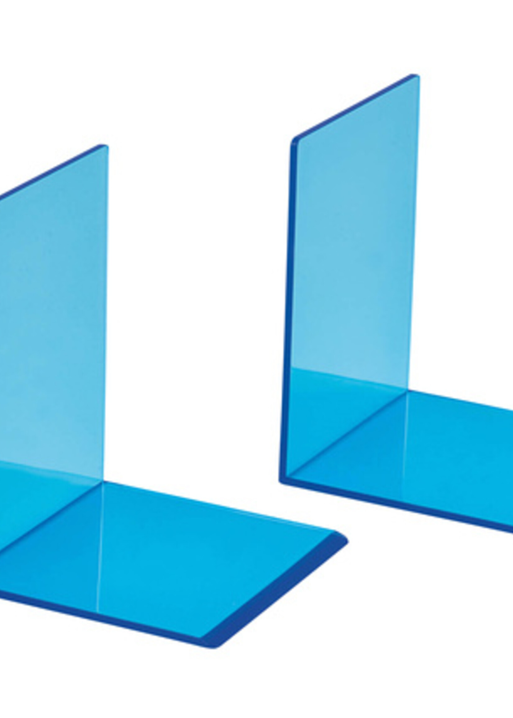 MAUL Boekensteun MAUL 10x10x13cm acryl set 2 neon blauw transparant