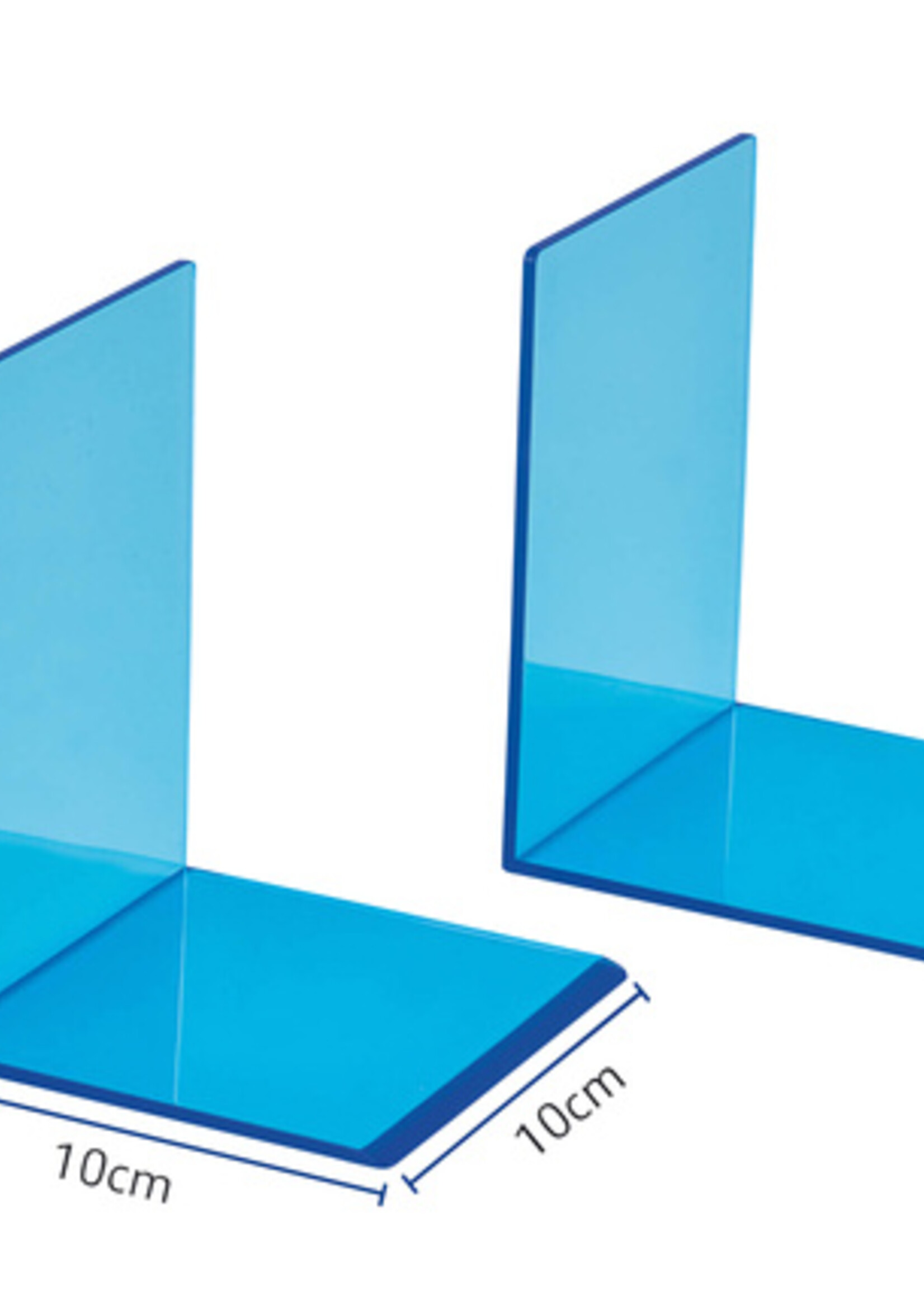 MAUL Boekensteun MAUL 10x10x13cm acryl set 2 neon blauw transparant