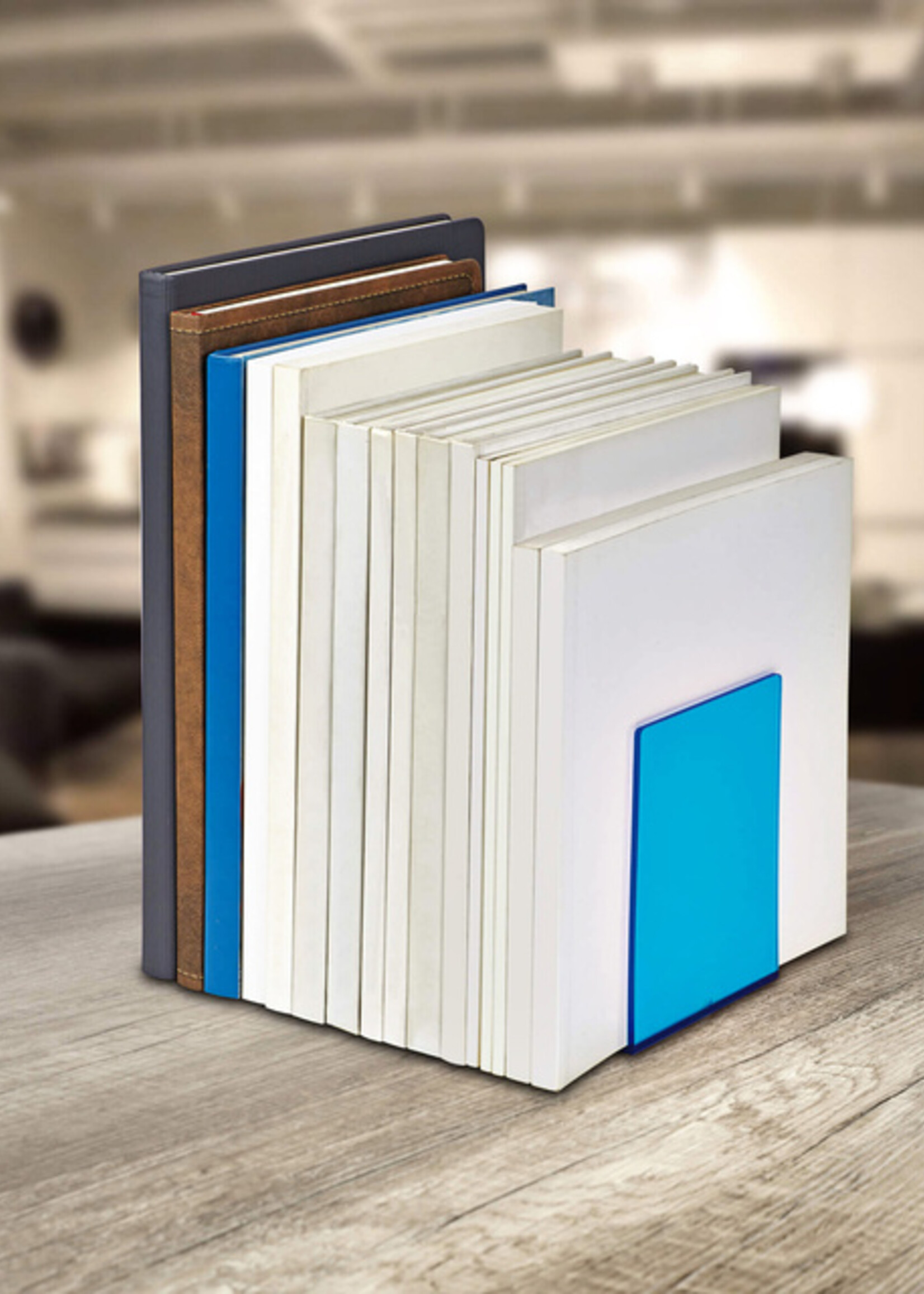 MAUL Boekensteun MAUL 10x10x13cm acryl set 2 neon blauw transparant