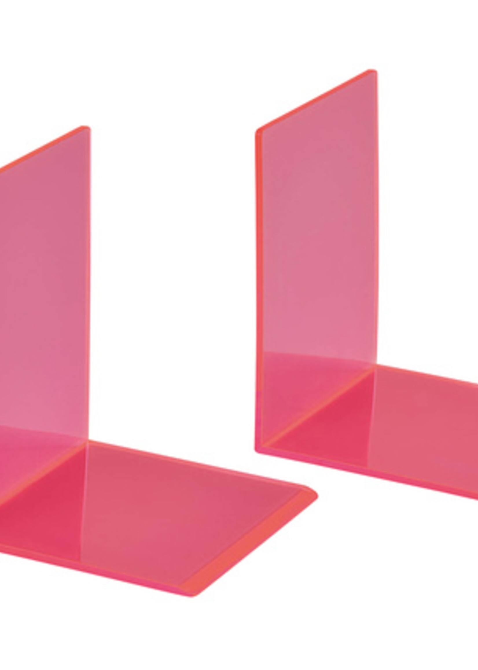 MAUL Boekensteun MAUL 10x10x13cm acryl set 2 neon rood transparant