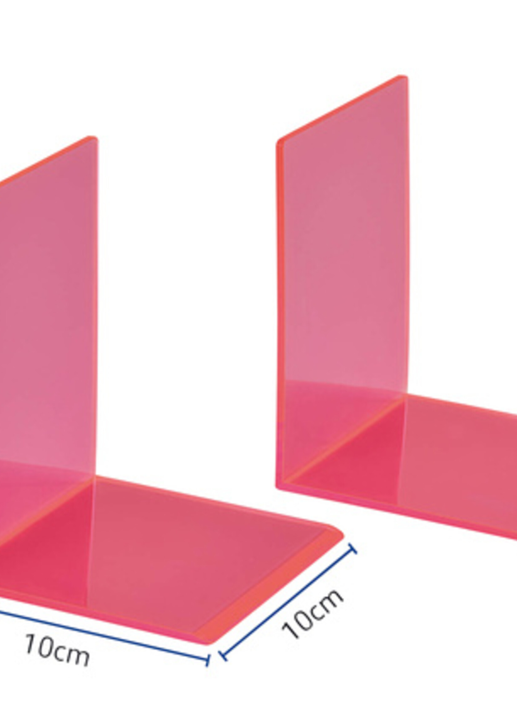 MAUL Boekensteun MAUL 10x10x13cm acryl set 2 neon rood transparant