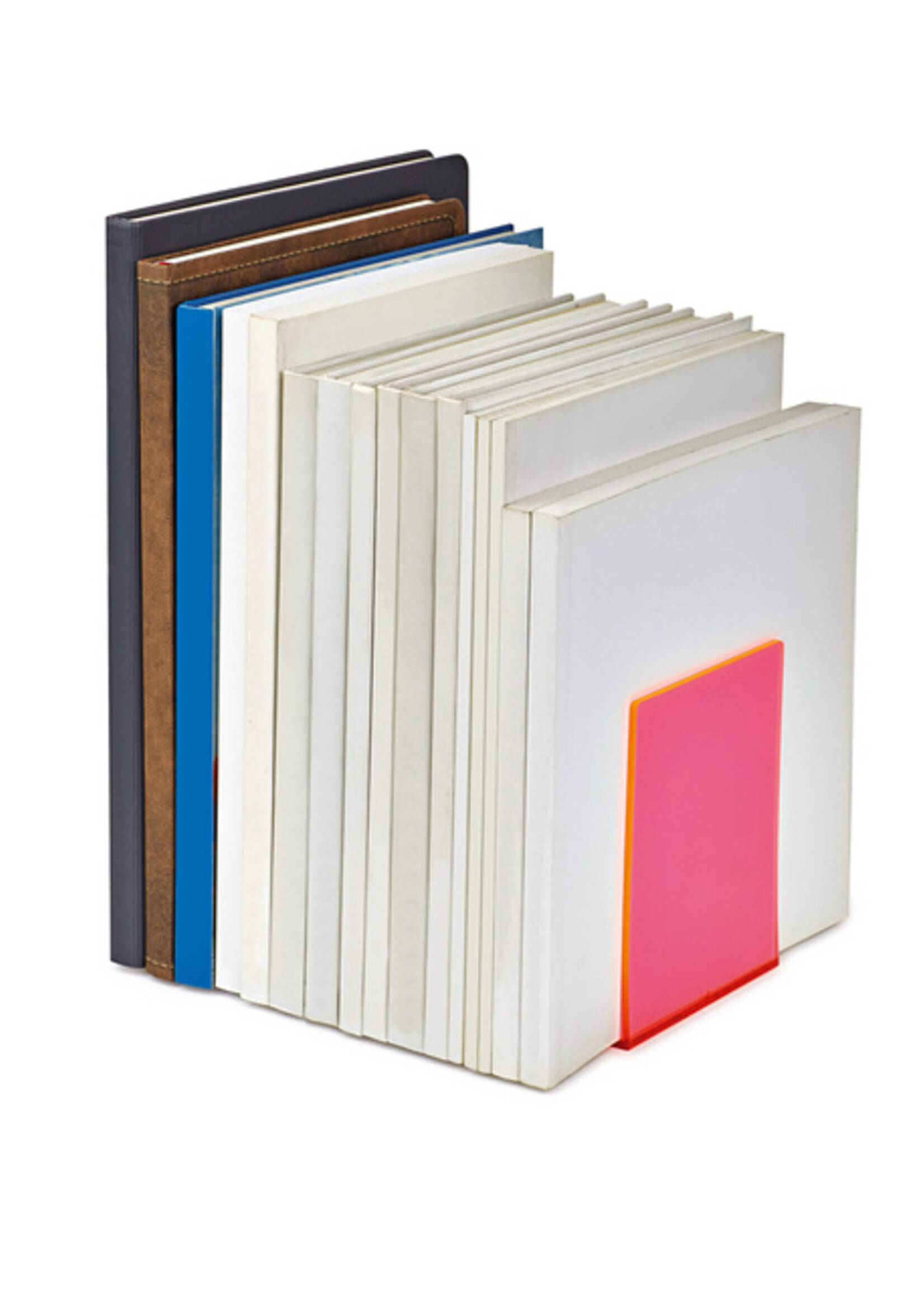 MAUL Boekensteun MAUL 10x10x13cm acryl set 2 neon rood transparant