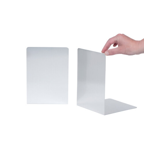 MAUL Boekensteun MAUL aluminium 16x15x21cm set 2 zilver