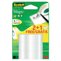 Plakband Scotch Magic 19mmx15m 2+1 gratis onzichtbaar