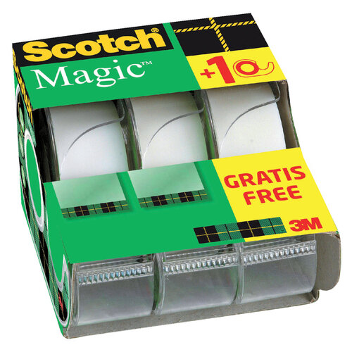 Scotch Plakband Scotch Magic 810 19mmx7.5m onzichtbaar mat 2+1 gratis + afroller