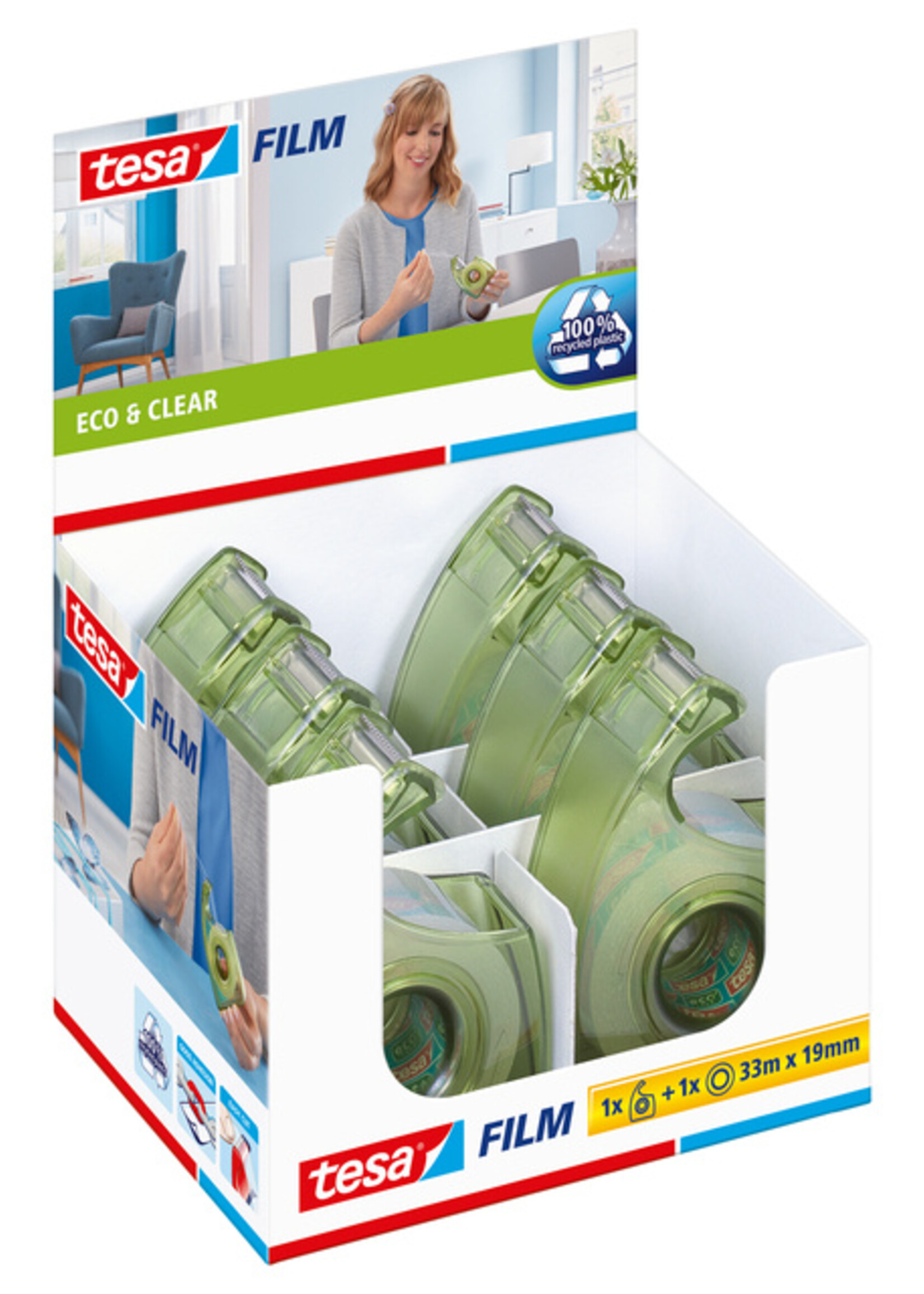 Tesa Dérouleur ruban adhésif Tesa 57069 Eco & Clear 19mmx33m