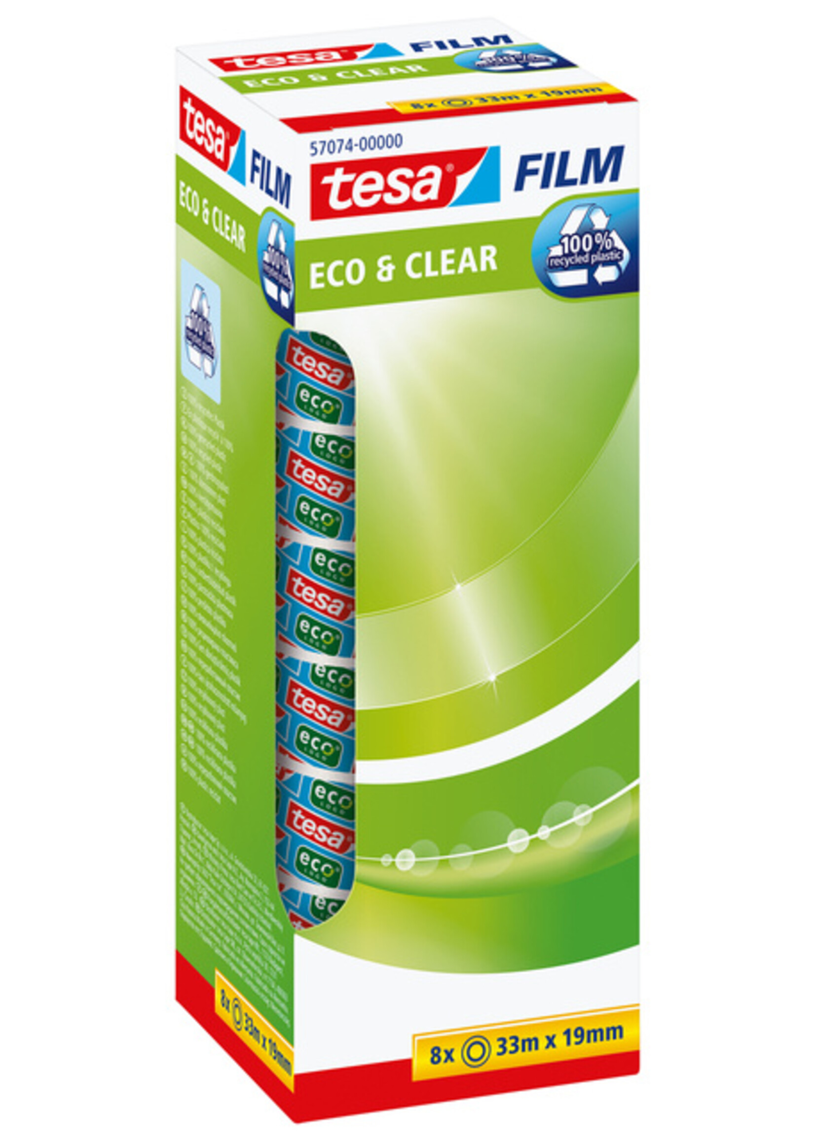 Tesa Ruban adhésif Tesa 57074 eco & clear 19mmx33m 8 rouleaux