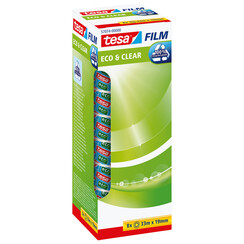 Plakband Tesa 57074 eco&clear 19mmx33m 8 rollen