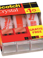 Scotch Plakband Scotch Crystal 600 19mmx7.5m transparant 2+1 gratis + afroller