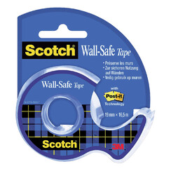 Ruban ahésif Scotch 19mmx16,5m Wall Safe + dévidoir