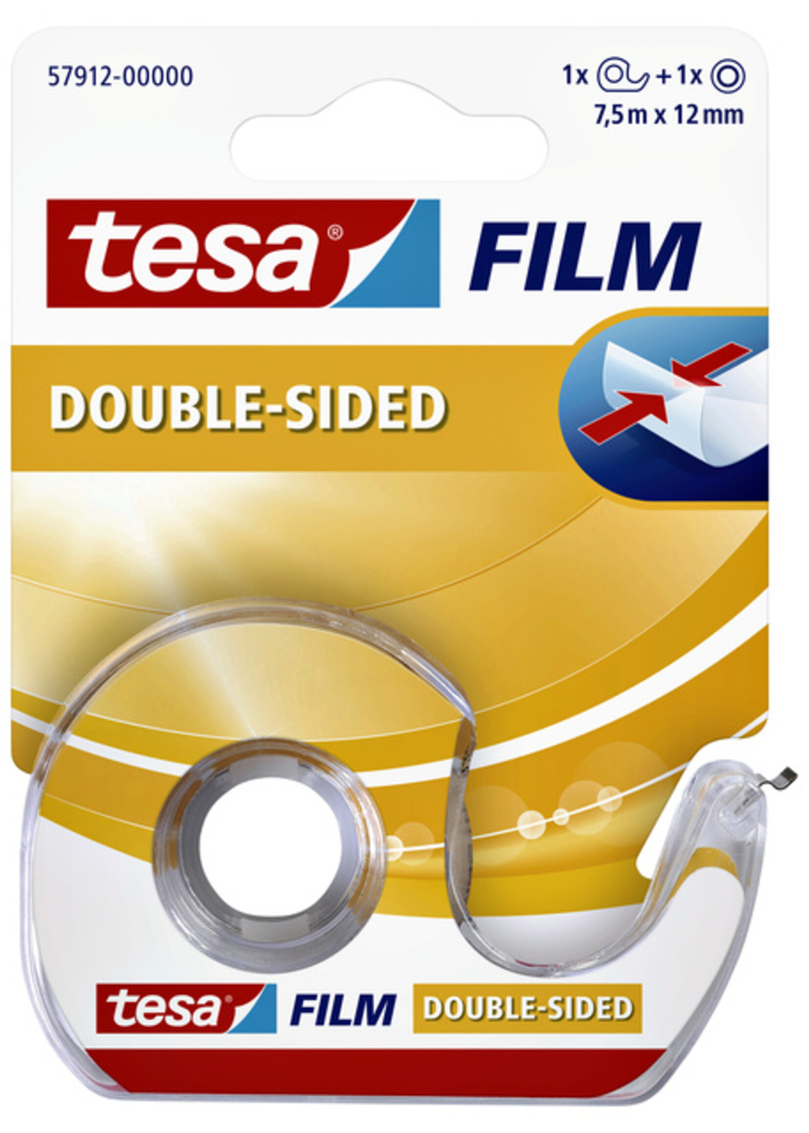 Tesa Ruban adhésif double face Tesa Film 12mmx7,5m + dévidoir