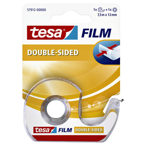 Tesa Ruban adhésif double face Tesa Film 12mmx7,5m + dévidoir