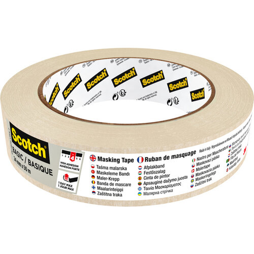 Scotch Afplaktape Scotch Basic 24mmx50m beige