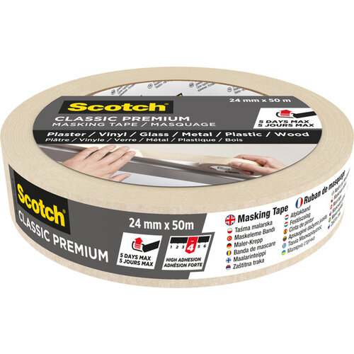 Scotch Afplaktape Scotch Premium Classic 24mmx50m beige