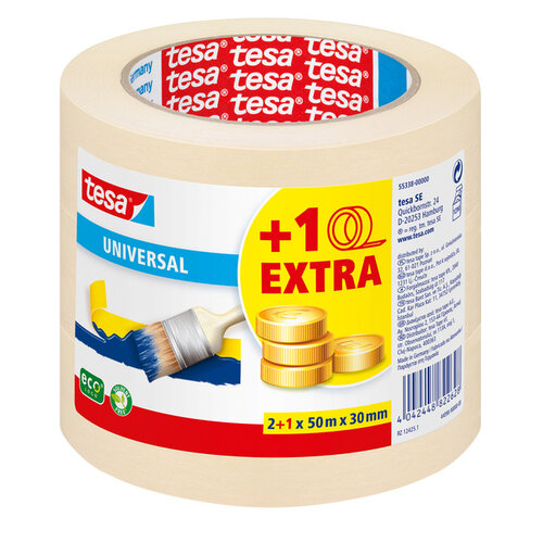 Tesa Afplaktape Tesa 55338 basic promo 30mmx50m 2+1