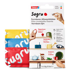 Pâte modelable fixante Sugru Tesa 41233 3pcs rouge/bleu/jaune