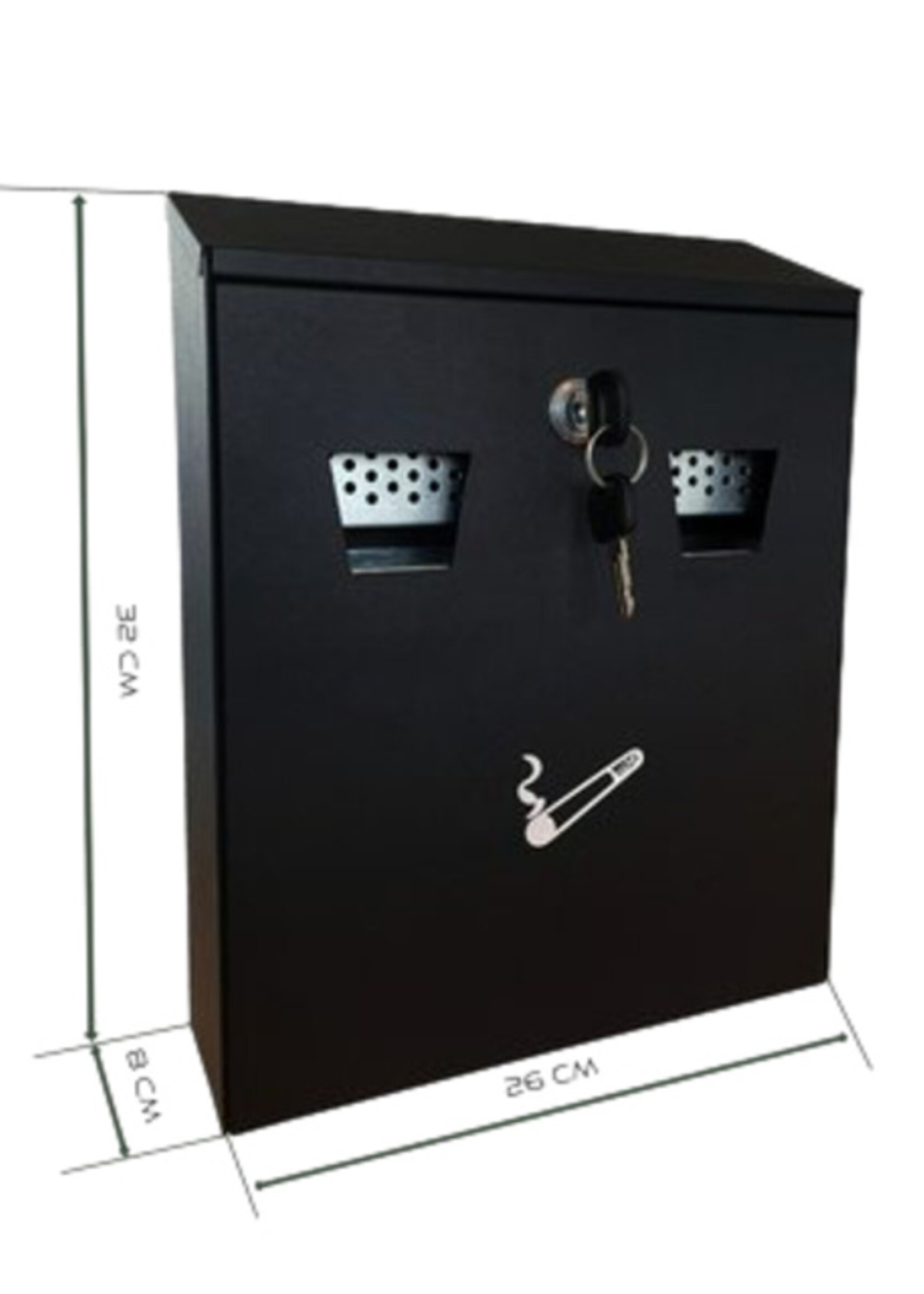 Asbak BRASQ wand 32x26cm zwart