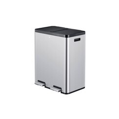 Poubelle à pédale EKO Essential Recycler Tri sélectif 2x 30L inox