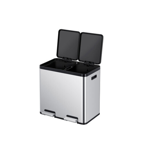 EKO Poubelle à pédale EKO Essential Recycler Tri sélectif 2x 22L inox