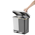 EKO Afvalbak EKO Hana Duo Recycling pedaalemmer 2x10liter grijs wit
