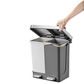 EKO Poubelle à pédale EKO Hana Duo Recycling Tri sélectif 2x 10L gris blanc