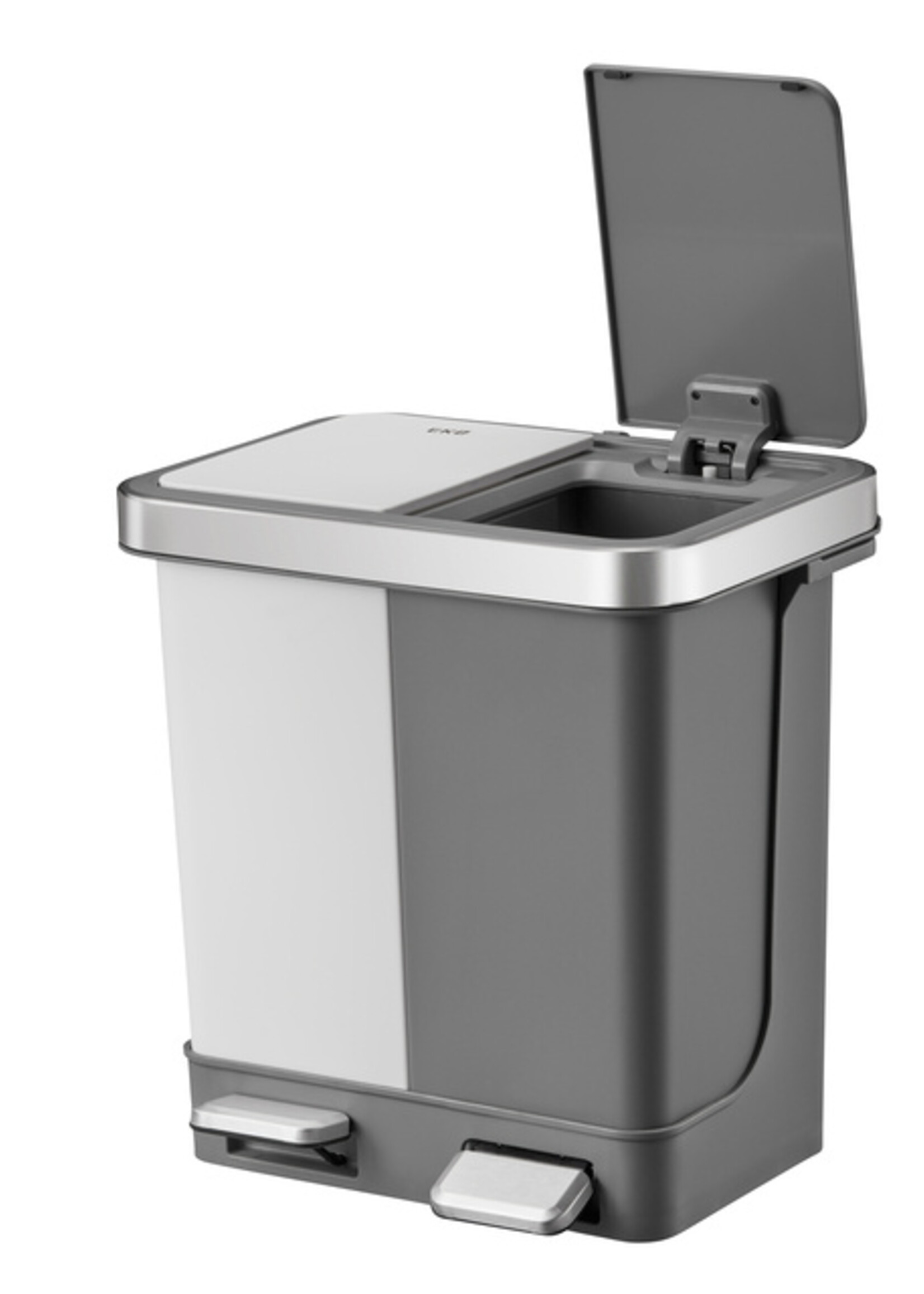 EKO Afvalbak EKO Hana Duo Recycling pedaalemmer 2x10liter grijs wit
