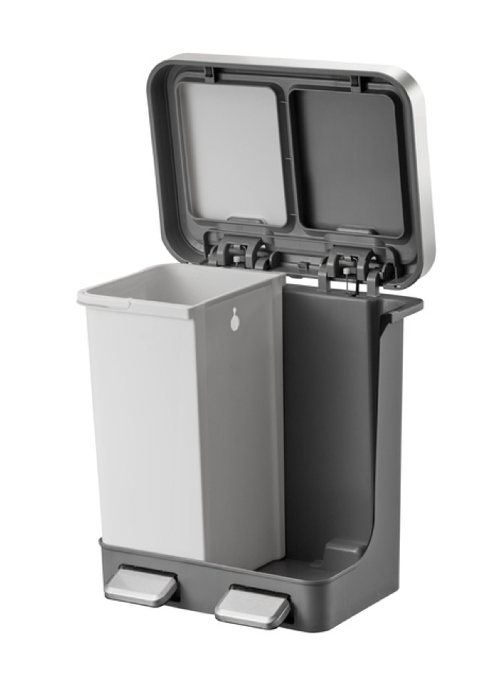 EKO Afvalbak EKO Hana Duo Recycling pedaalemmer 2x10liter grijs wit
