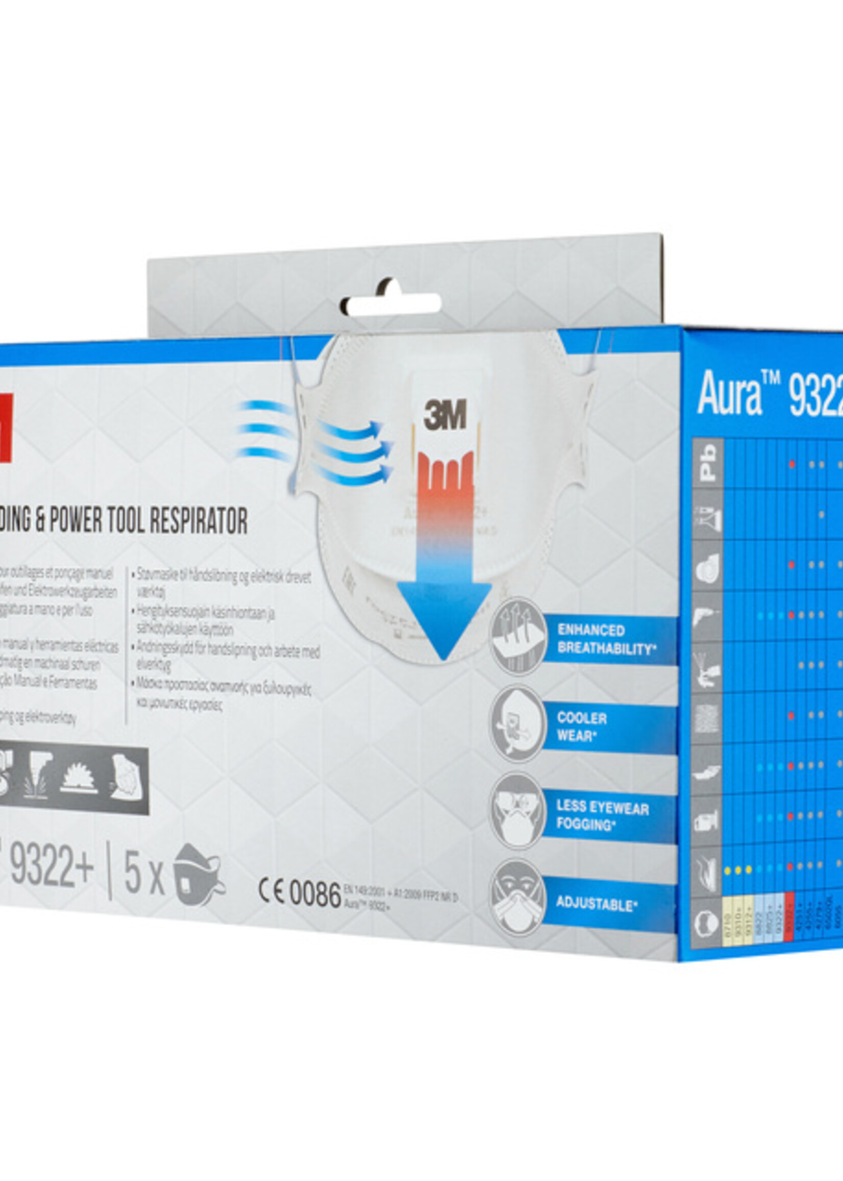 3M Stofmasker 3M Aura voor schuren 9322+ FFP2 met ventiel 5 stuks