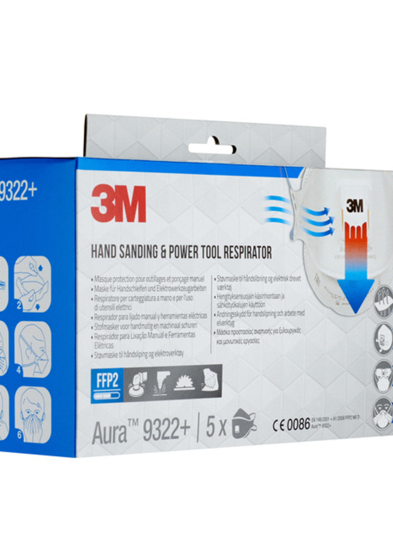 3M Stofmasker 3M Aura voor schuren 9322+ FFP2 met ventiel 5 stuks