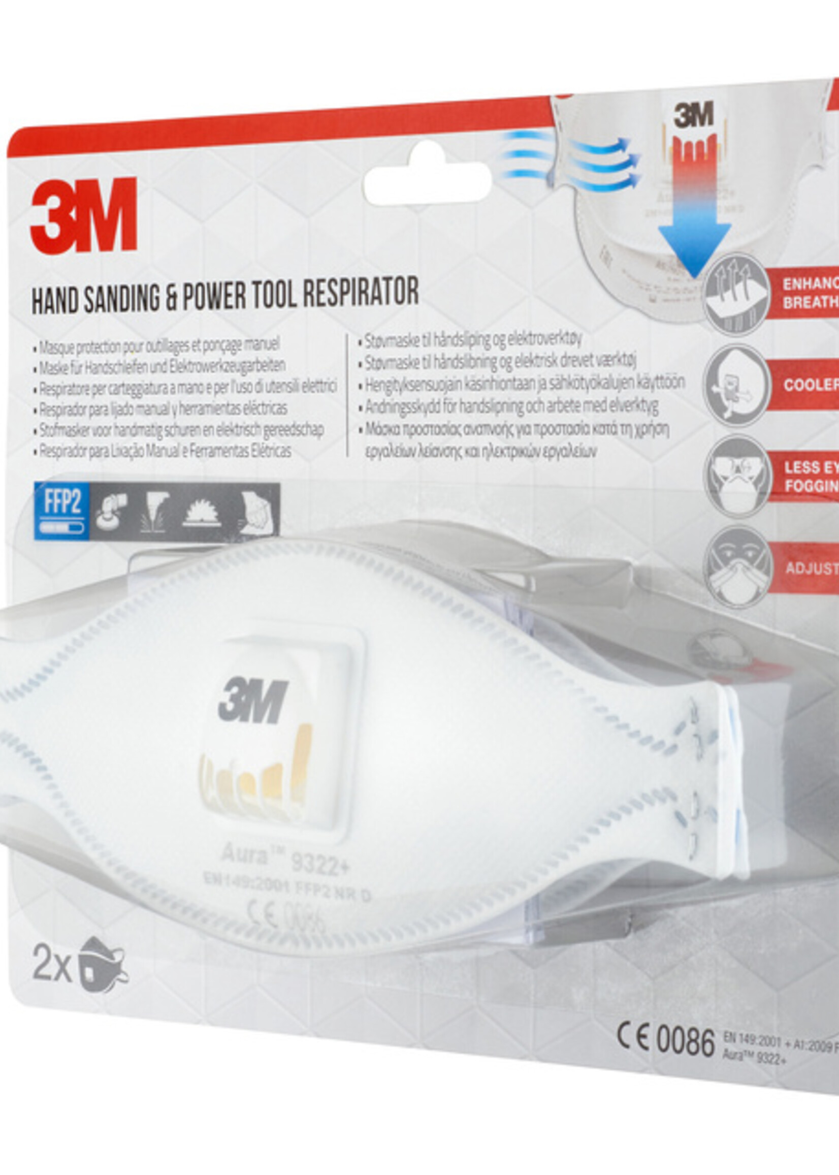 3M Masque de protection 3M Aura ponçage 9322 FFP2 avec valve 2 pièces