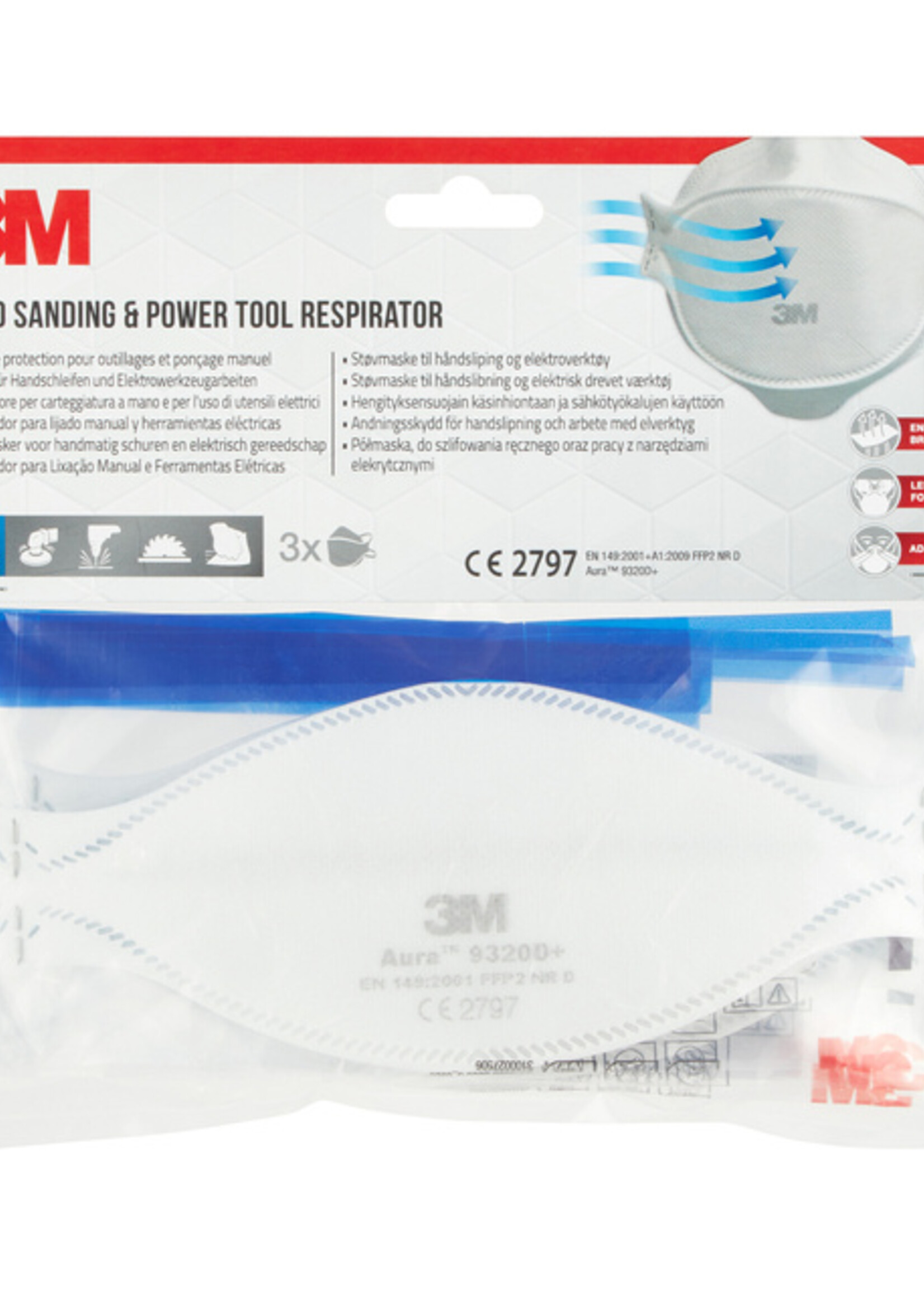 3M Stofmasker 3M Aura FFP2 KN95 zonder ventiel 3 stuks