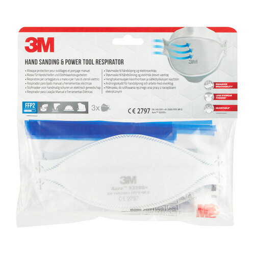 3M Masque anti-poussière 3M Aura FFP2 KN95 sans soupape 3 pièces