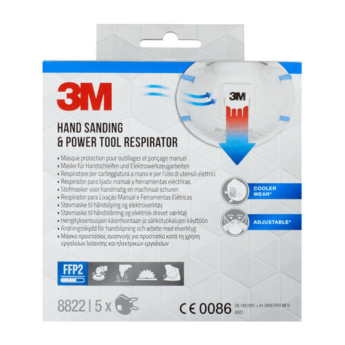 3M Masque de protection 3M ponçage 8822 FFP2 avec soupape 5 pièces