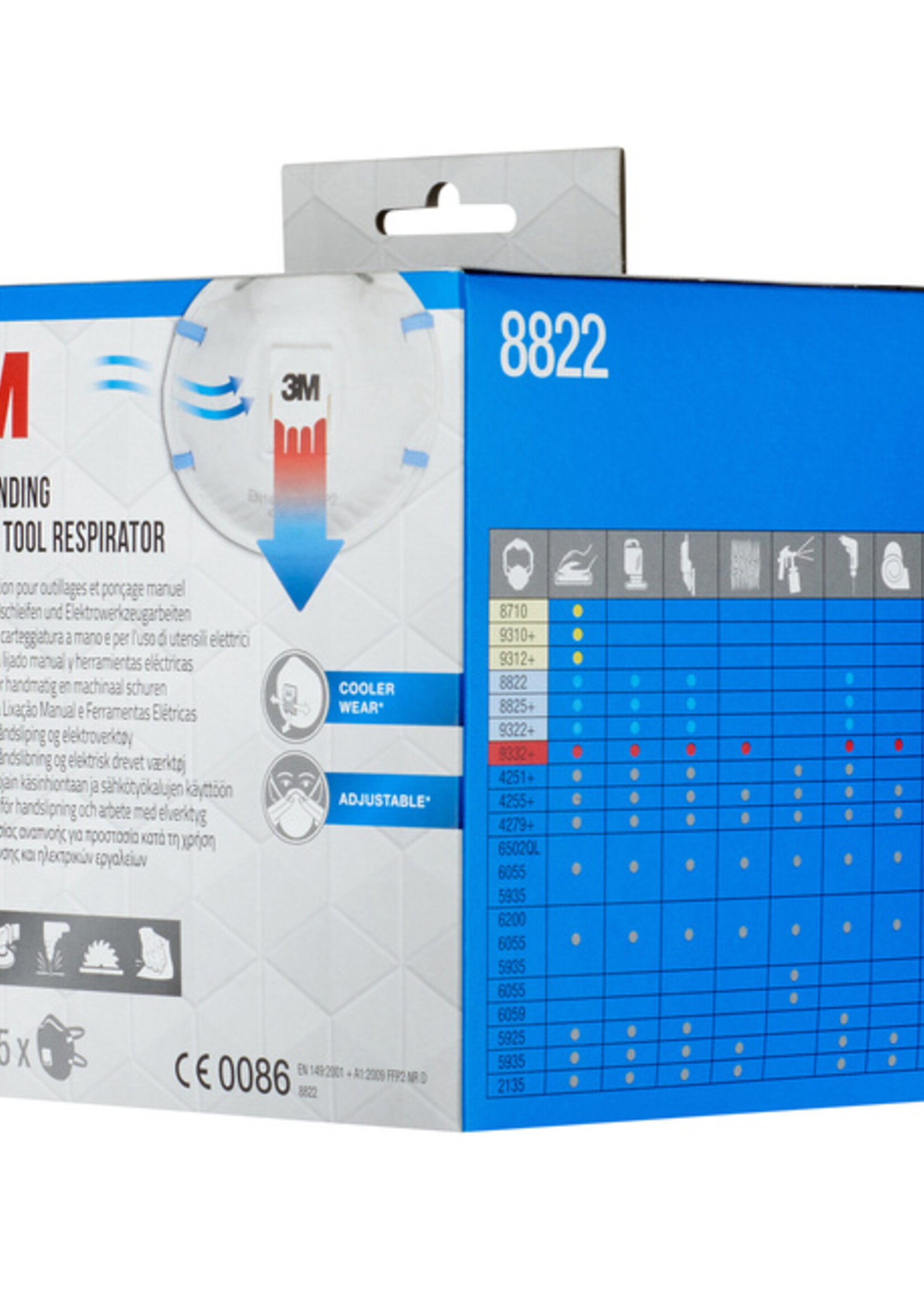 3M Masque de protection 3M ponçage 8822 FFP2 avec soupape 5 pièces