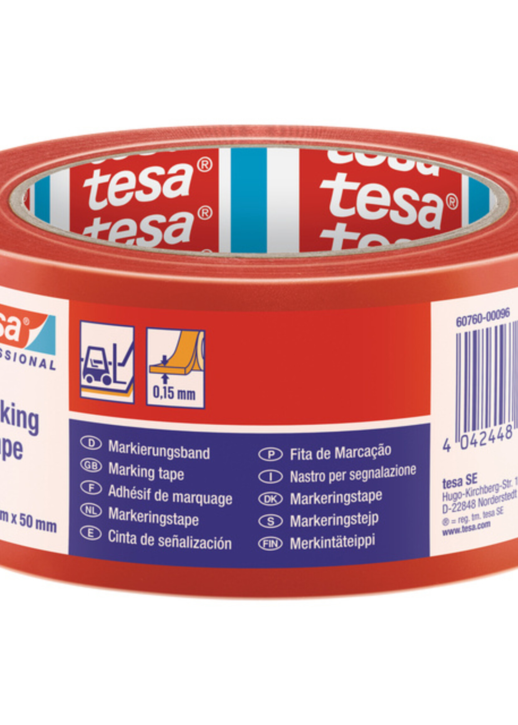 Tesa Markeringstape Tesa 60760 PVC 50mmx33m rood