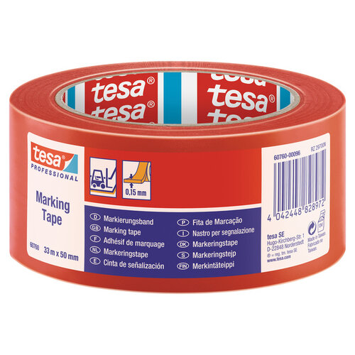 Tesa Ruban de marquage Tesa 60760 PVC 50mmx33m rouge