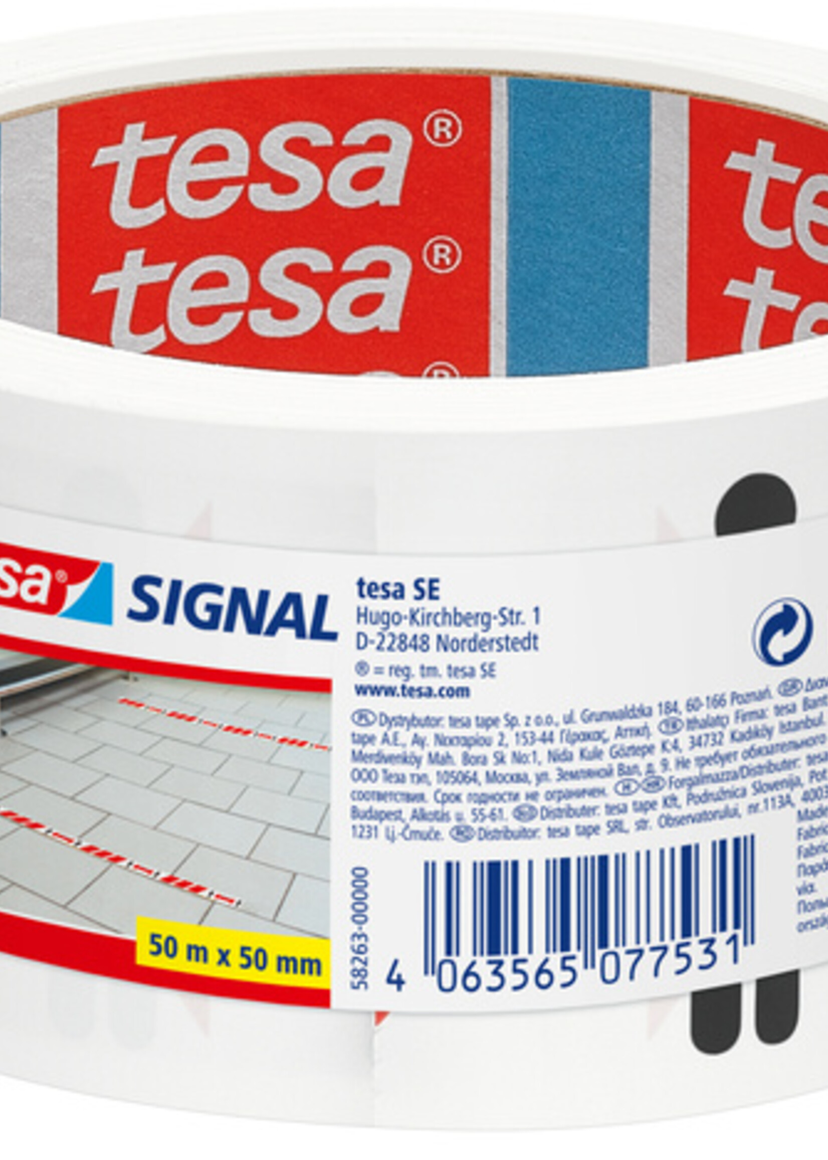 Tesa Vloermarkeringstape Tesa 58263 50mmx50m houd afstand