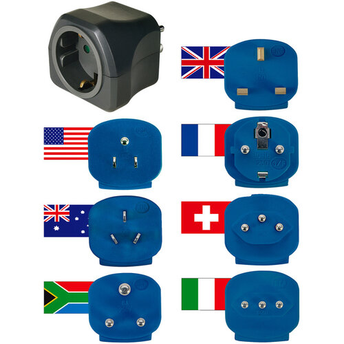 brennenstuhl Adaptateur de voyage Brennenstuhl mondial 150 pays avec terre noir