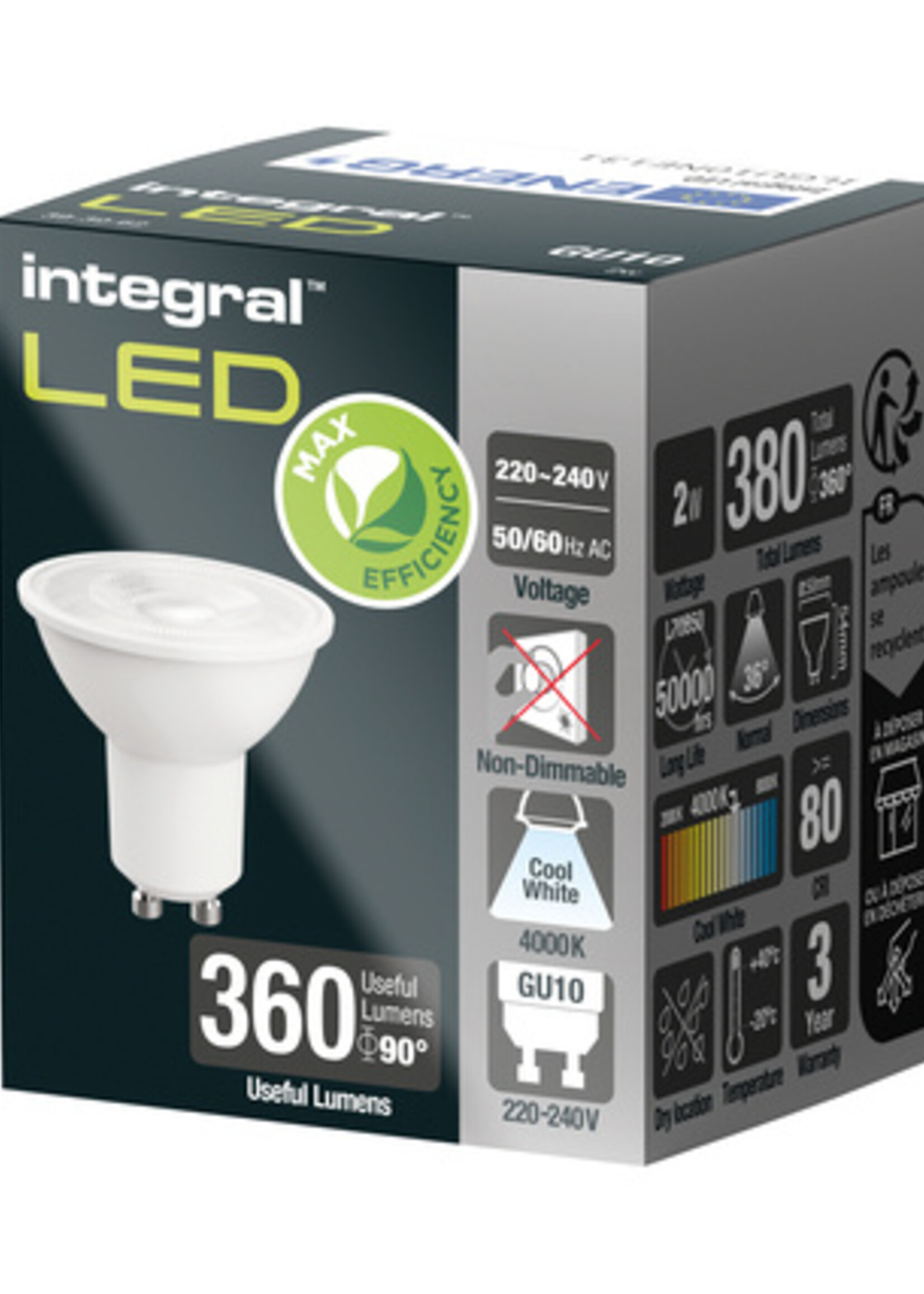 Integral Lampe LED Integral GU10 2W 4000K Blanc froid 380 lumen