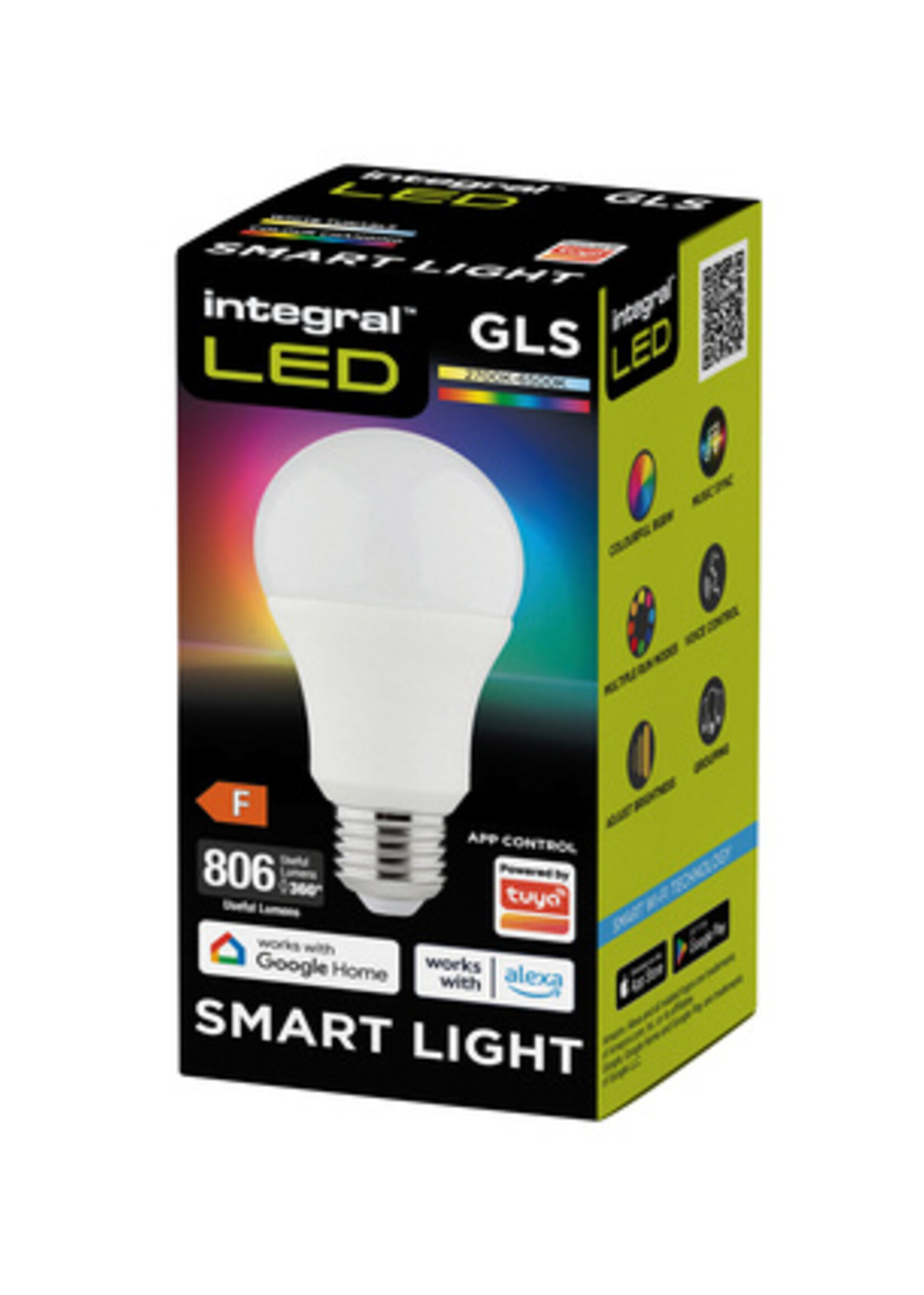 Integral Ledlamp Integral E27 2700-6500K Smart RGBW 8.5W 806lumen