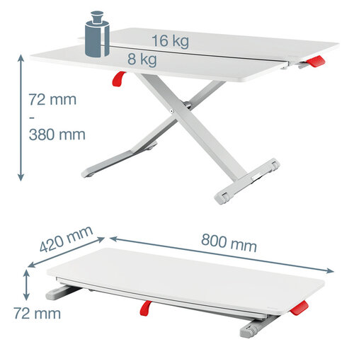 Leitz Zit-sta bureau Leitz Ergo Cosy met schuiflade