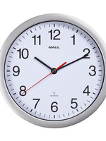 MAUL Horloge murale MAULrun Radio-piloté Ø25x5cm plastique argent/blanc