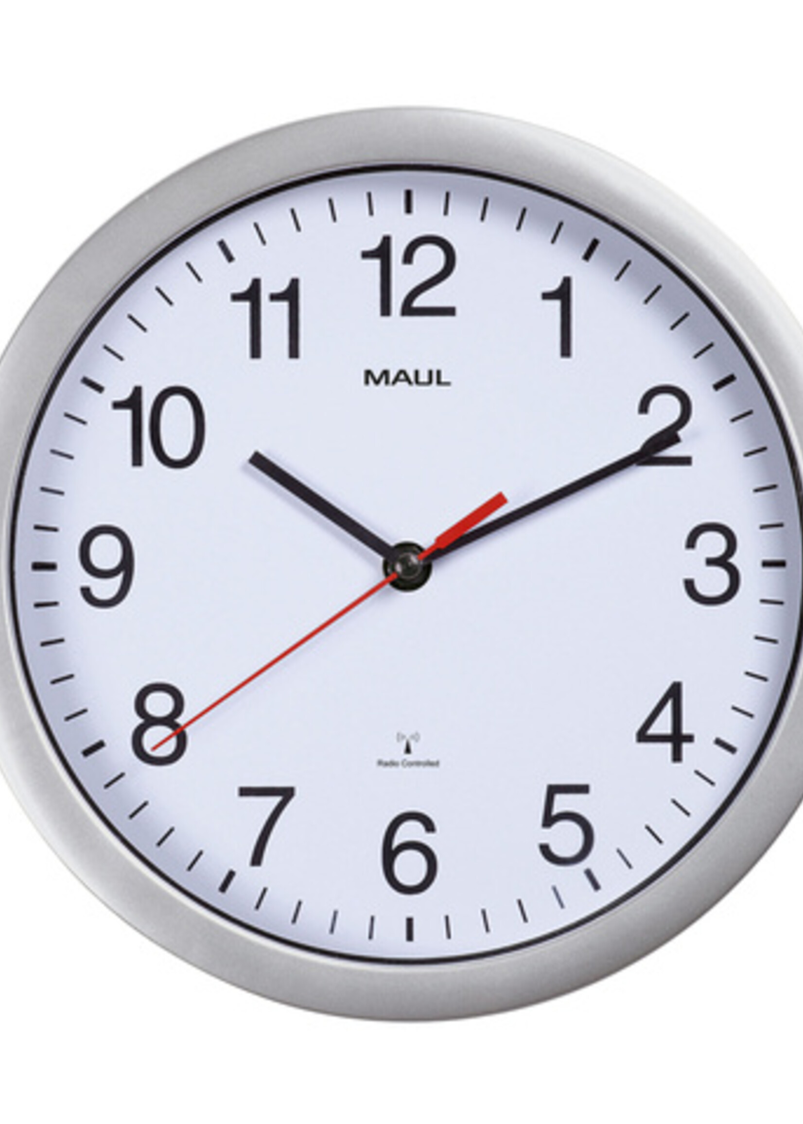 MAUL Wandklok MAUL Run RC Ø25x5cm kunststof zilver/wit