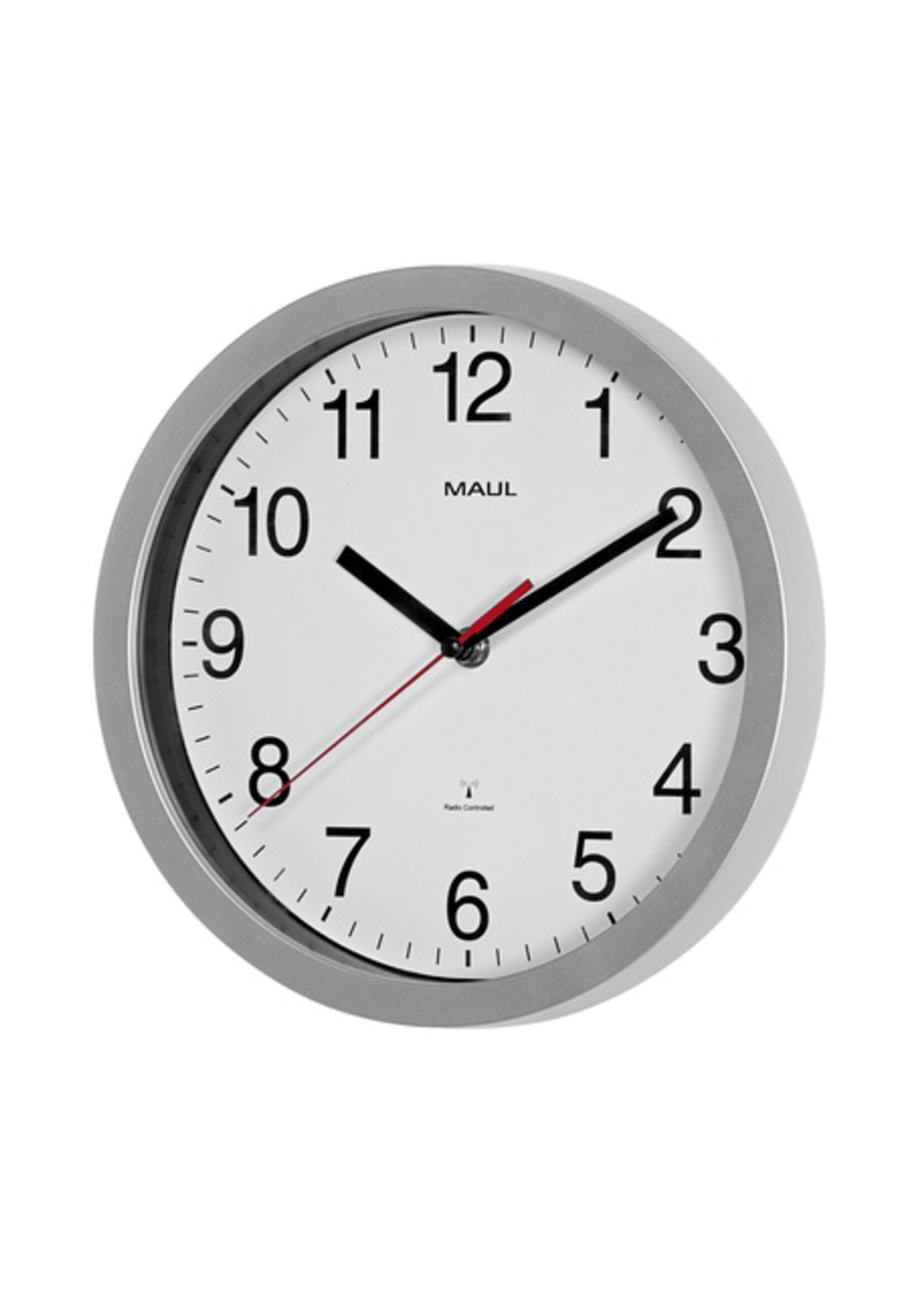 MAUL Wandklok MAUL Run RC Ø25x5cm kunststof zilver/wit